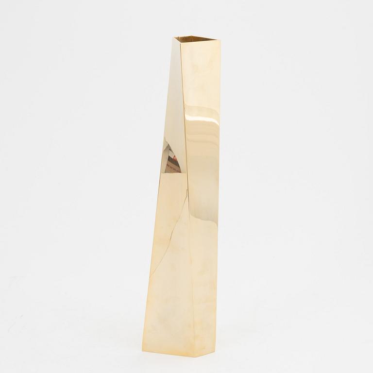 Zaha Hadid, a 'Crevasse' gold plated vase, for Alessi, Italy, 2005.