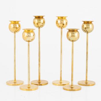 Pierre Forssell, a set of six 'Tulpan' candlesticks, Skultuna bruk.