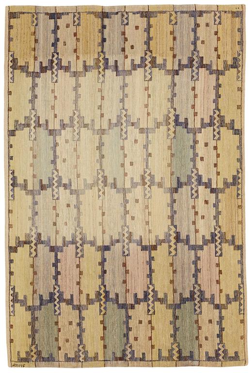 Märta Måås-Fjetterström, A DRAPE, "Skaftbladen", wool inlay on linen, ca 226 x 150,5 cm, signed AB MMF.
