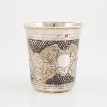 A Russian Silver Niello Beaker, Moscow 1874.