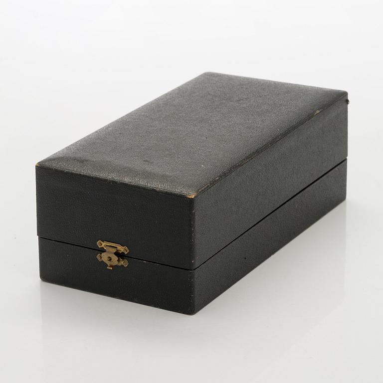 A 12-piece set of silver glass coasters, Kultakeskus, Hämeenlinna 1952. In original fitted case.