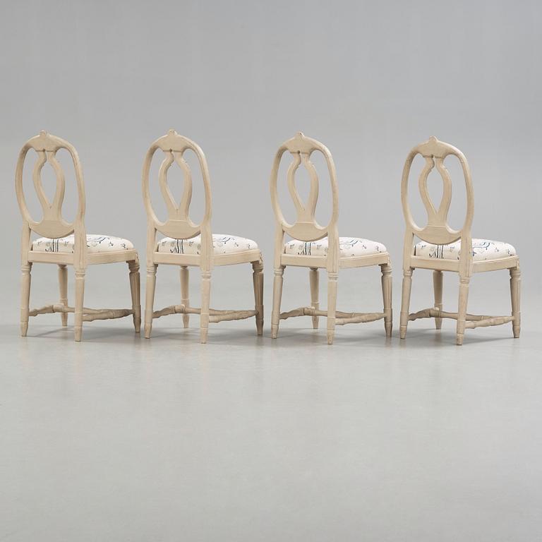 Ephraim Ståhl, Four Gustavian chairs by Ephraim Ståhl, master 1794.