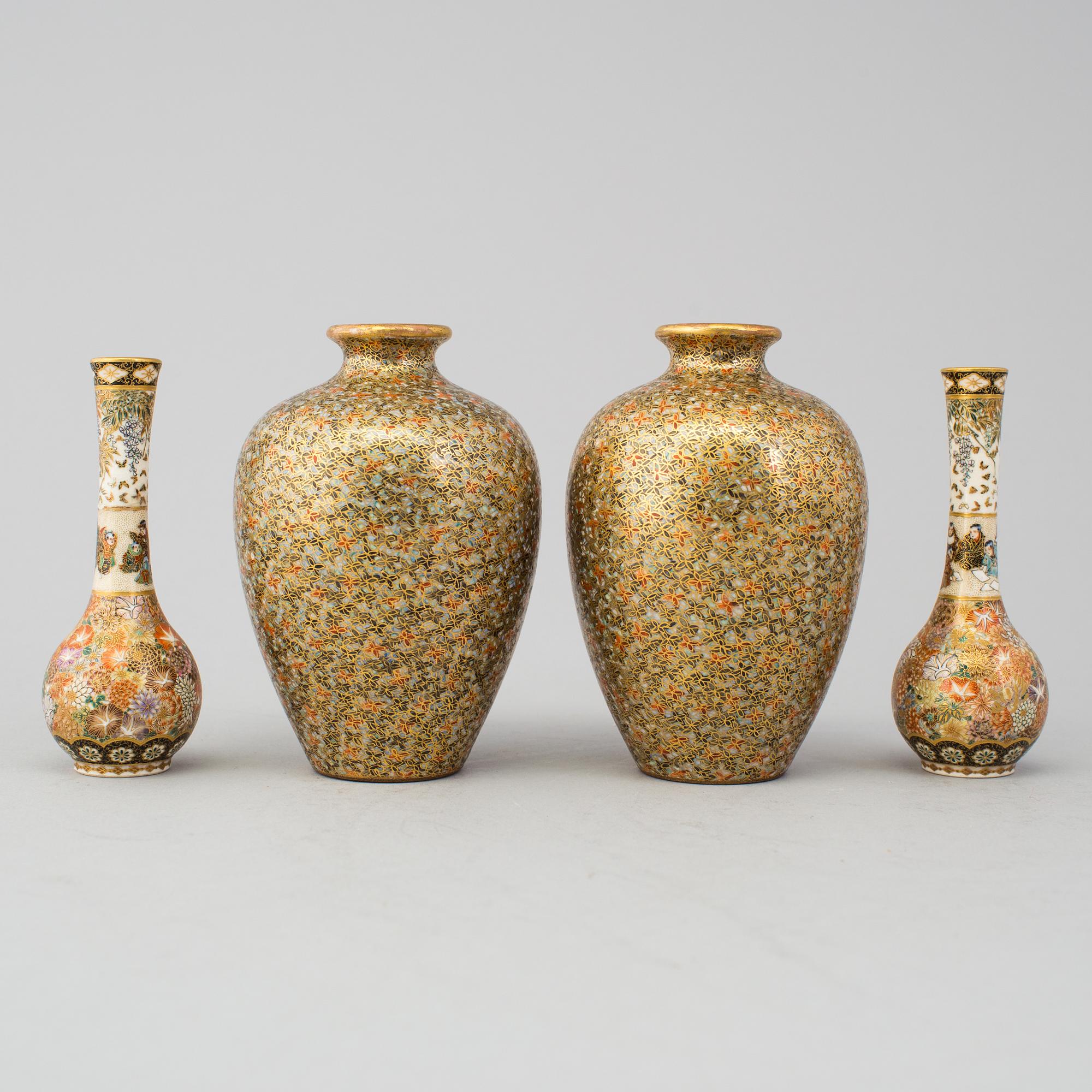 Four Japanese Satsuma miniature vases, first half of 20th Century.