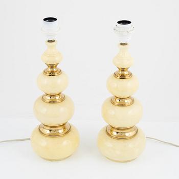 A pair of alabaster table lights, Herna, Spain, 1970's.