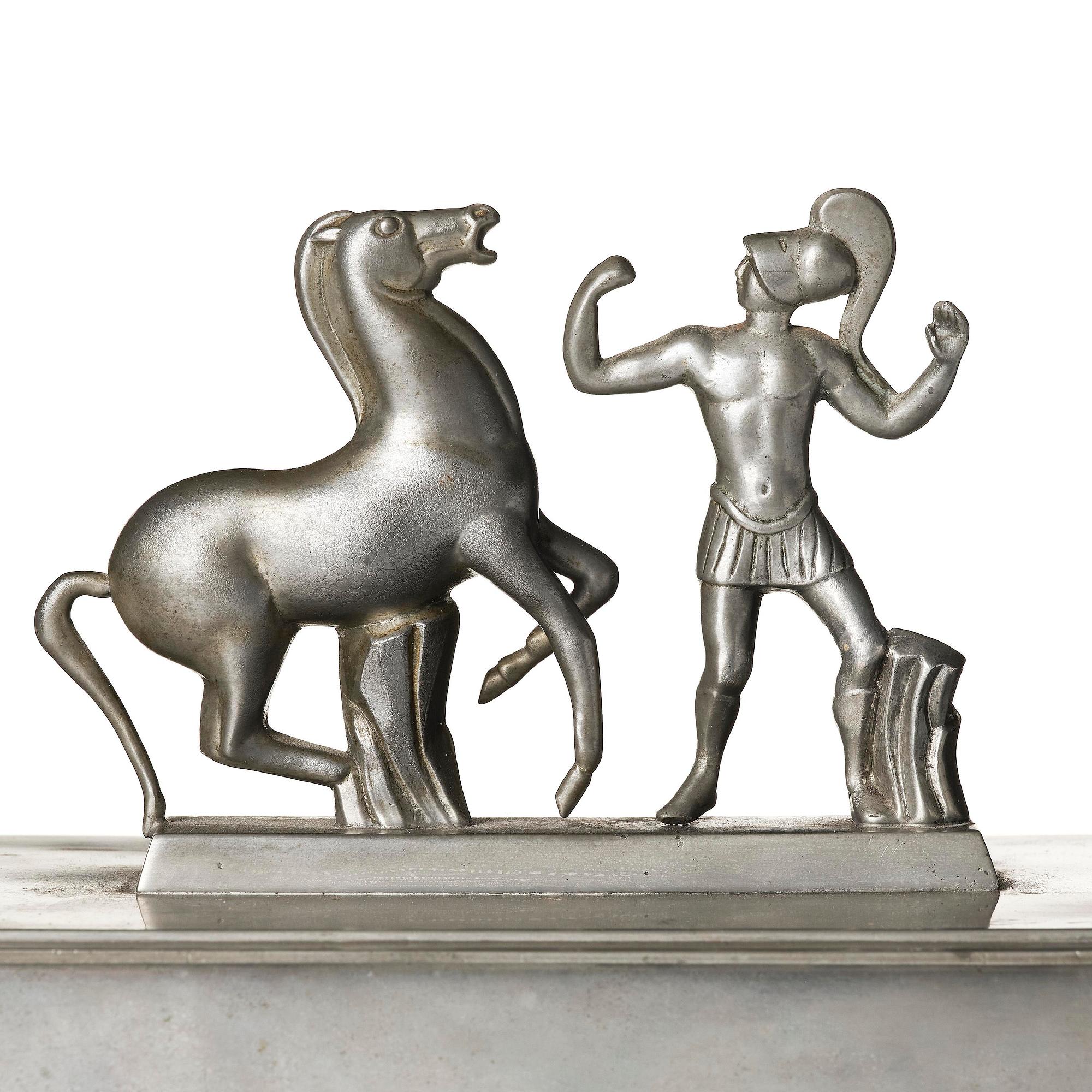 Oscar Antonsson, a "Hästbetvingaren" (Tamer of Horses) pewter box, Ystad-Metall, Sweden, 1932.