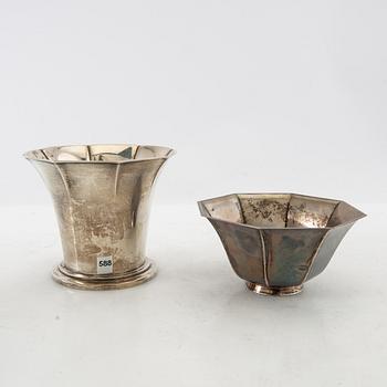 Cups/Bowls 6 pcs mostly CG Hallberg silver, first half of the 20th century.