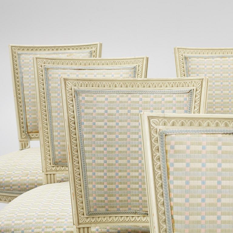 A set of eight Gustavians chairs, 20th Century.