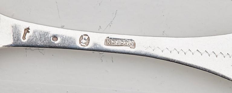 A set of six Swedish 18th century silver dinner-forks, mark of Kilian Kelson, Stockholm 1752-1754.