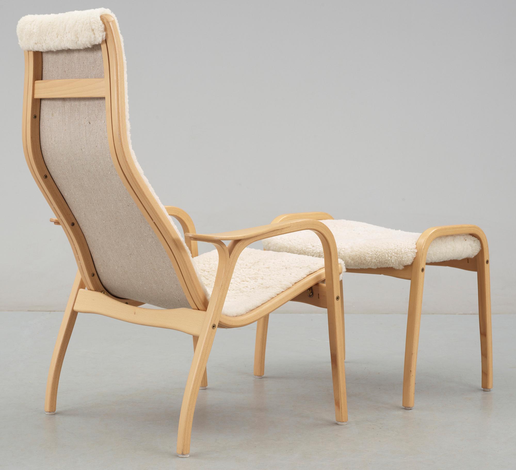 KARMSTOL samt PALL, "Lamino", Yngve Ekström Swedese, 1900-talets slut.