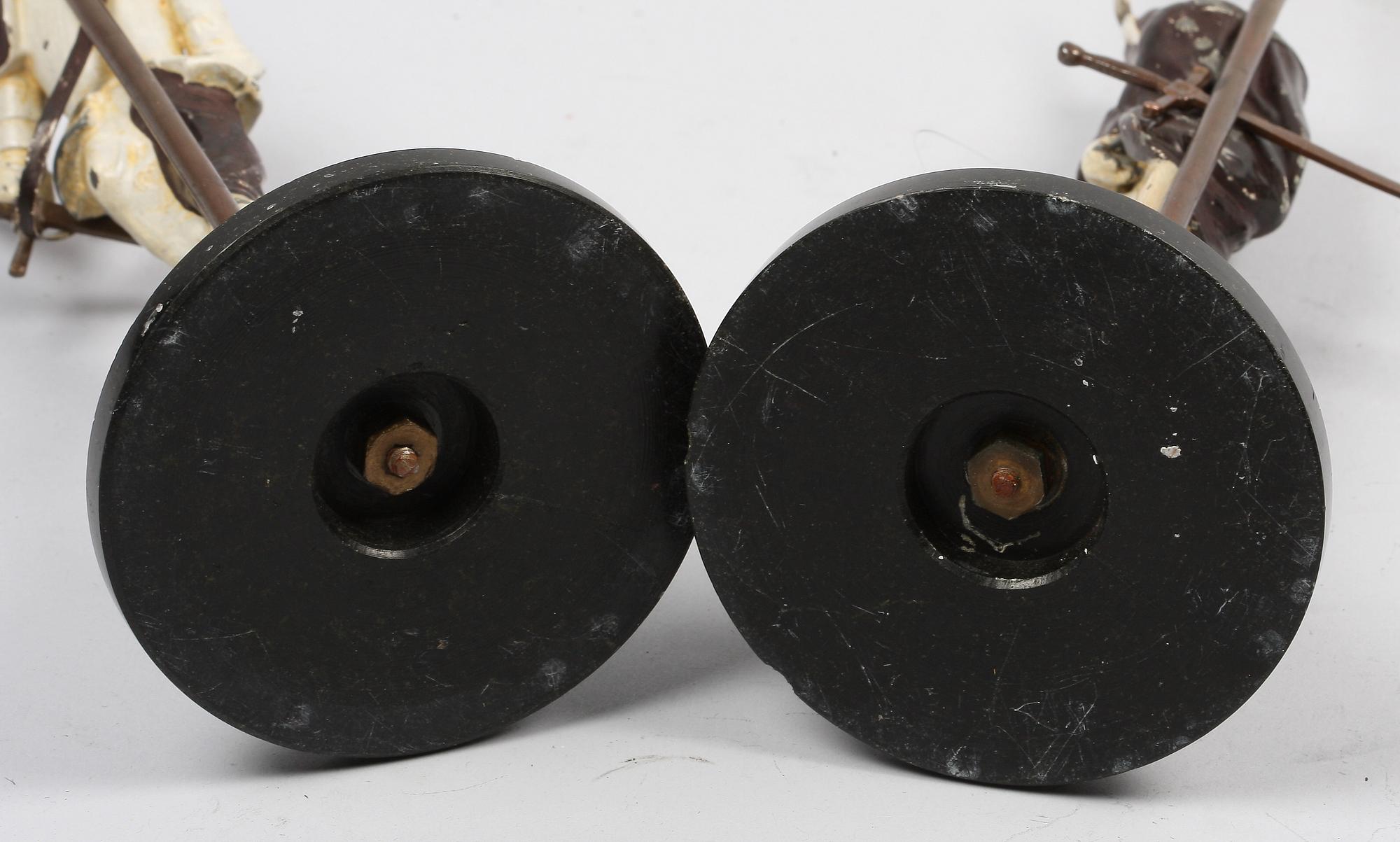 LJUSSTAKAR, ett par, metall, sten, sent 1800-tal.