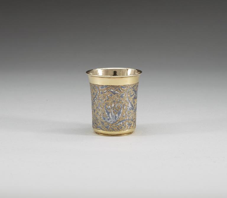 A RUSSIAN SILVER-GILT AND NIELLO BEAKER, unknown makers mark, Moscow 19th century.