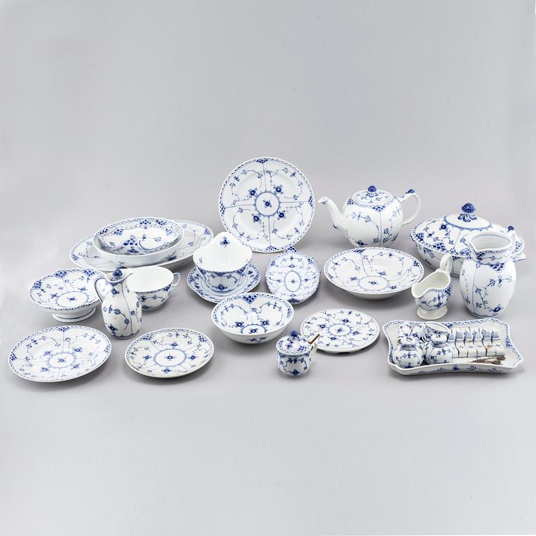 A porcelain tableware set of 69 pcs, "Musselmalet" by Royal Copenhagen, second half of the 20th century.
