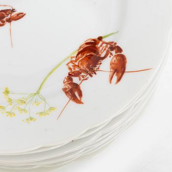 An eleven-piece crayfish service, early 20th century.