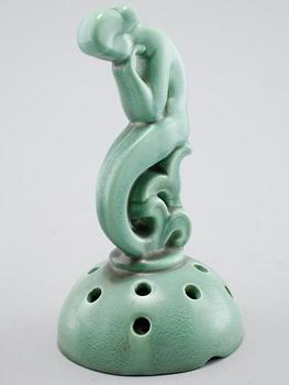 BLOMSTERHÅLLARE OCH LOCKASK, flintgods, Gefle, 1930/40-tal.
