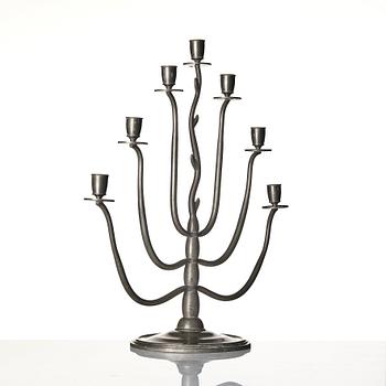 Nils Fougstedt, a seven light pewter candelabrum model "92", Firma Svenskt Tenn, Stockholm 1930.