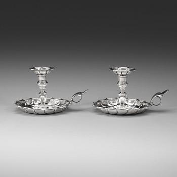 996. A Swedish pair of 18th century silver chamber-candlesticks, marks of Johan Christoffer Jungmarker, Göteborg 1774.