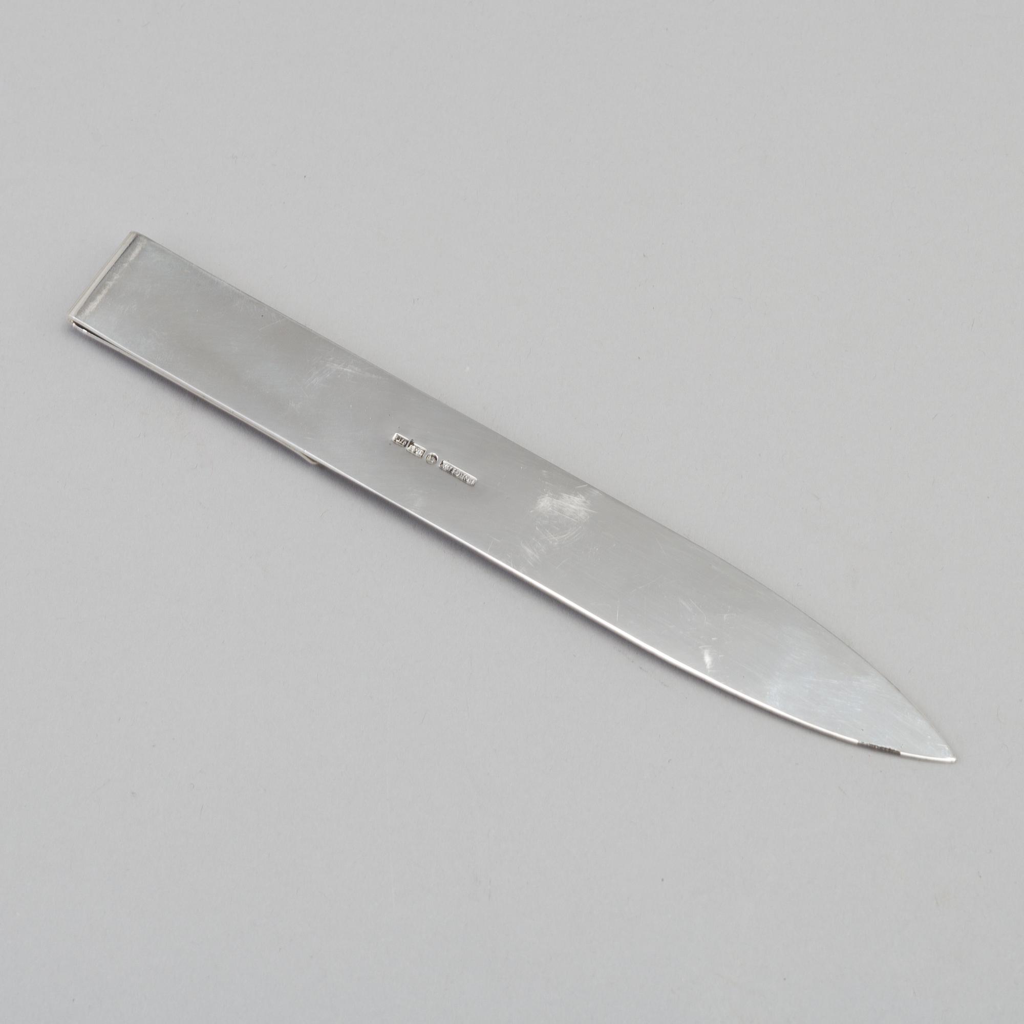 A Sterling silver paper knife by Aterlier Borgila, Stockholm, 1978.