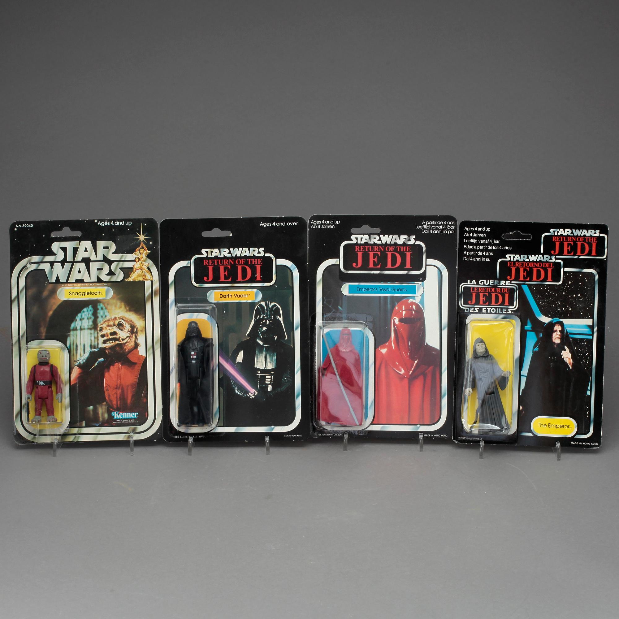 STAR WARS, 4 stycken actionfigurer, Kenner och Palitoy 1978-1983.