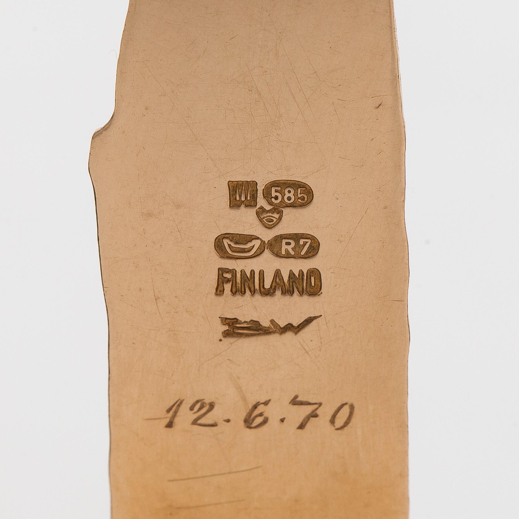 Björn Weckström, pendant, "Golden tree", 14K gold, moss agate.