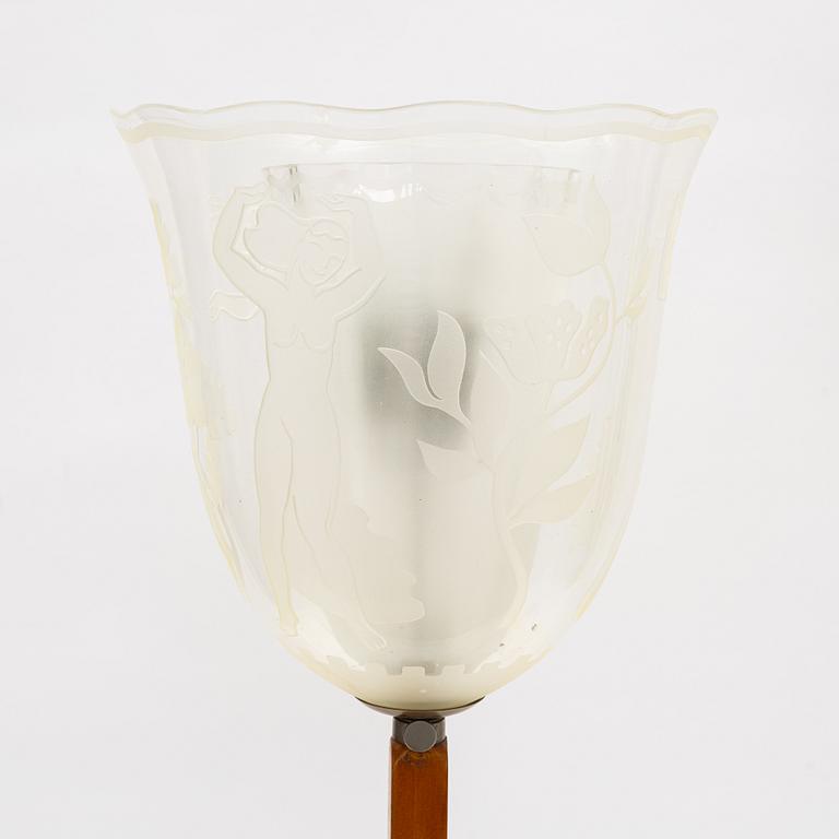 Birger Ekman, An elm and glass floor light, Glössner, first half of the 20th century.
