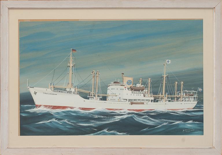 OKÄND KONSTNÄR, gouache, signerad R.Matthias och daterad- 1958.