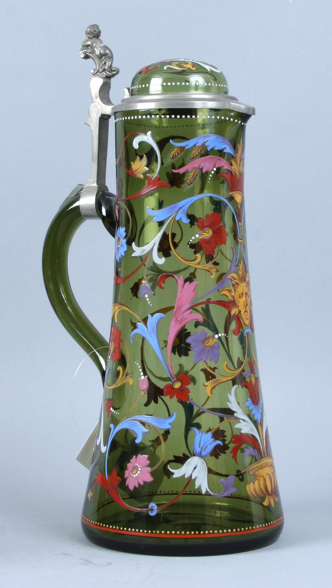 KANNA samt GLAS, 2 st, glas, 1800/1900-tal.