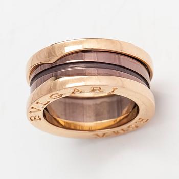 Bulgari, a "B.zero1" ring, 18K rose gold and bronze ceramic.