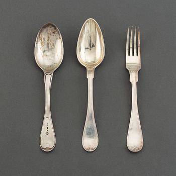 12+12+2 pieces swedish silver cutlery, including Carl Johan Kling, Gävle 1879.