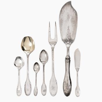 W.A. Bolin, A Swedish silver cutlery set,  'F' pattern, Stockholm, some with year mark 1926 (65 pieces).