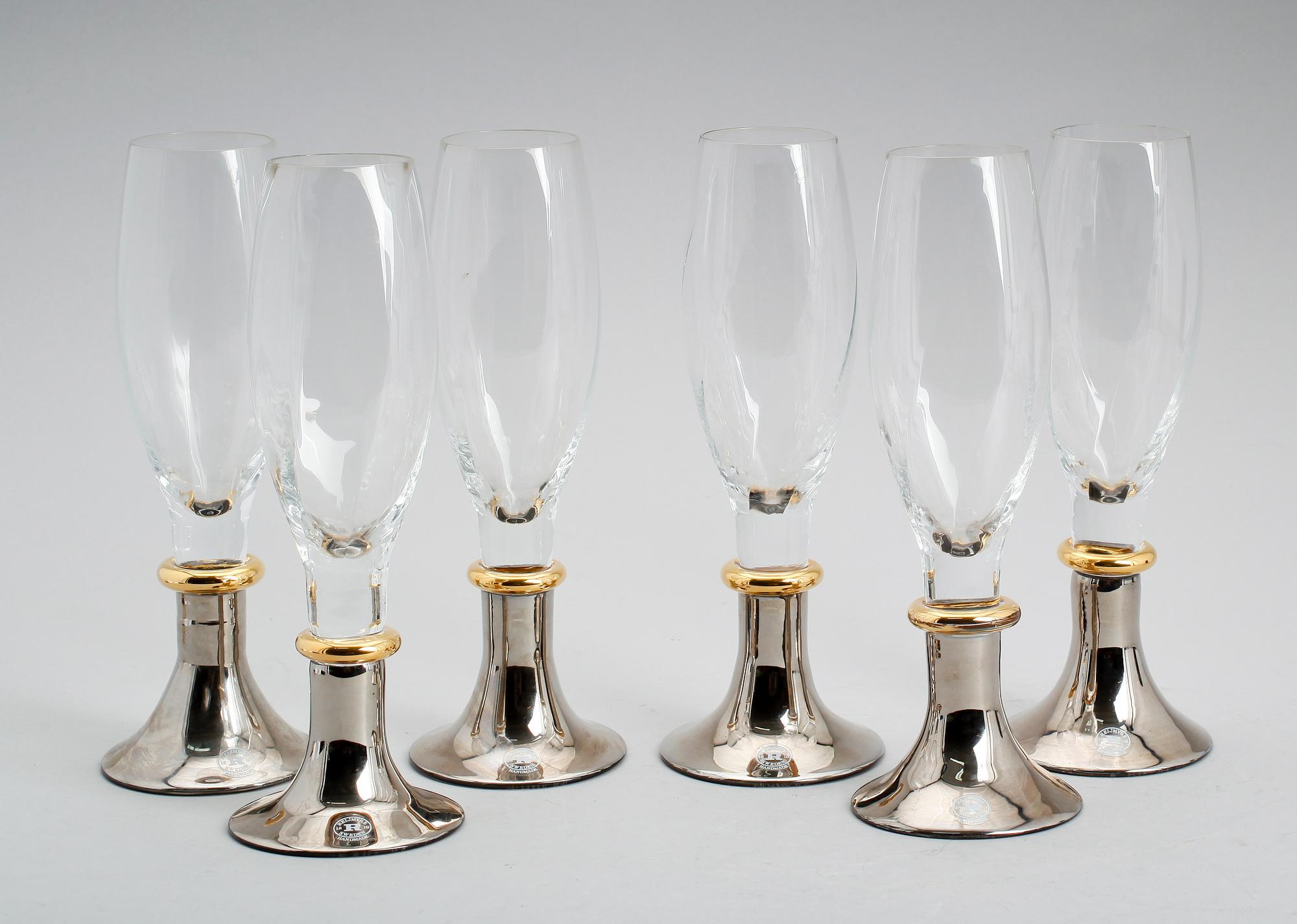 CHAMPAGNEGLAS, 6 st, "Gala", Margareta Hennix, Reijmyre.