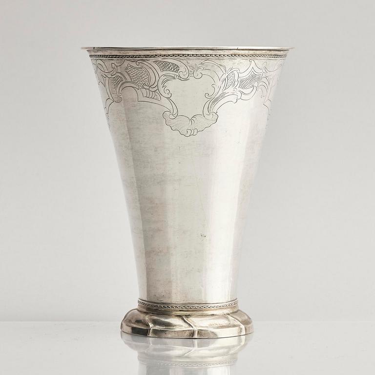 A Swedish 18th century silver beaker, mark of Jonas Berg, Stockholm 1759.