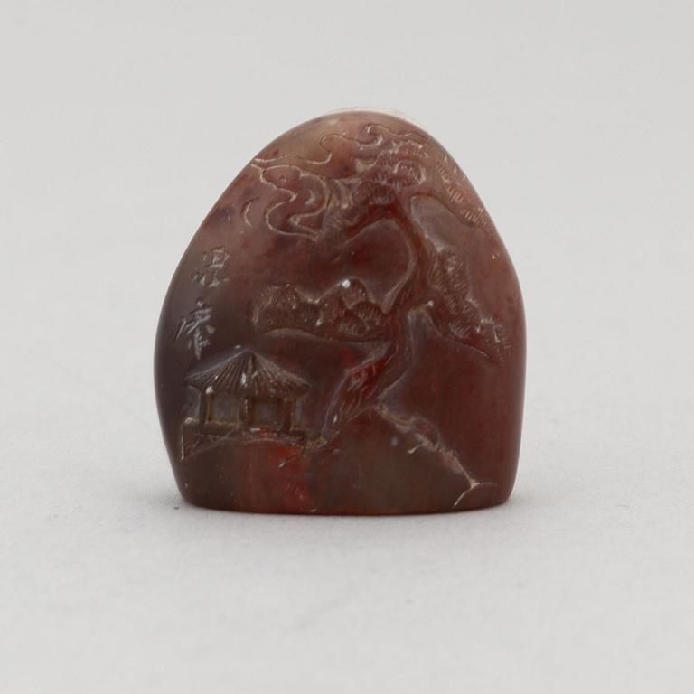 A Chinese carved stone seal, 20th century.