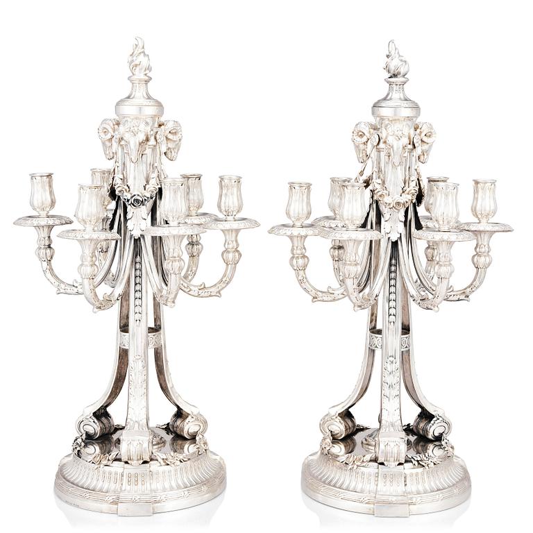 A pair of Swedish silver candelabras, CH Hallberg, Stockholm 1907.
