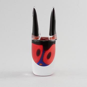 SKULPTUR, glas, "Tjur", Erik Höglund, Strömbergshyttan, signerad postumt, daterad 1991.