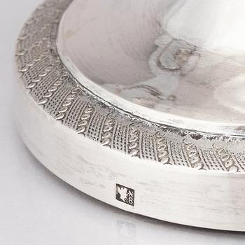 Suger bowl with lid, silver, unidentified master, possibly Raffaele Sisino, Naples 1832-1872.