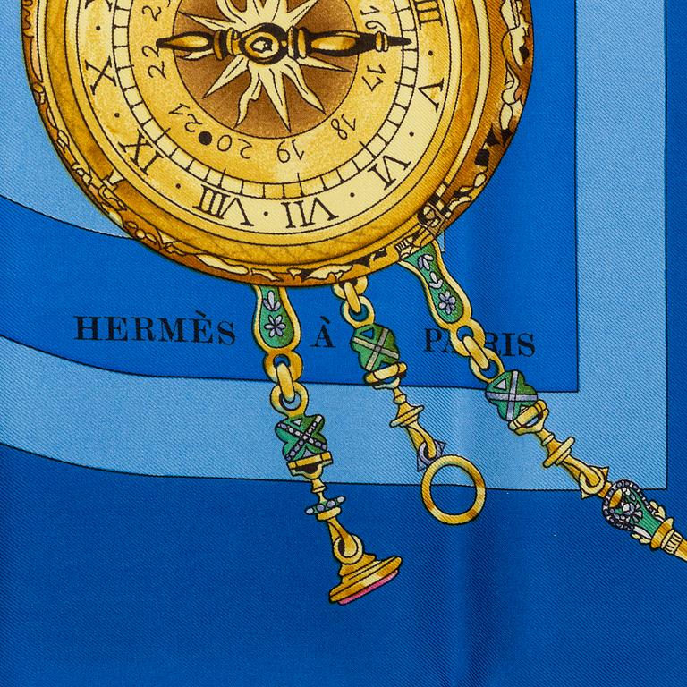 HERMÈS, two silk scarves, 'Jumping' & 'La Ronde des Heures'.