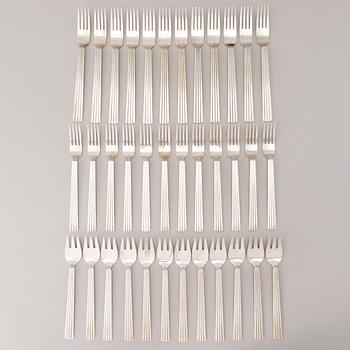 A 106 PIECE SILVER 'Bernadotte' cutlery set for George Jensen Denmark 1945-1977.