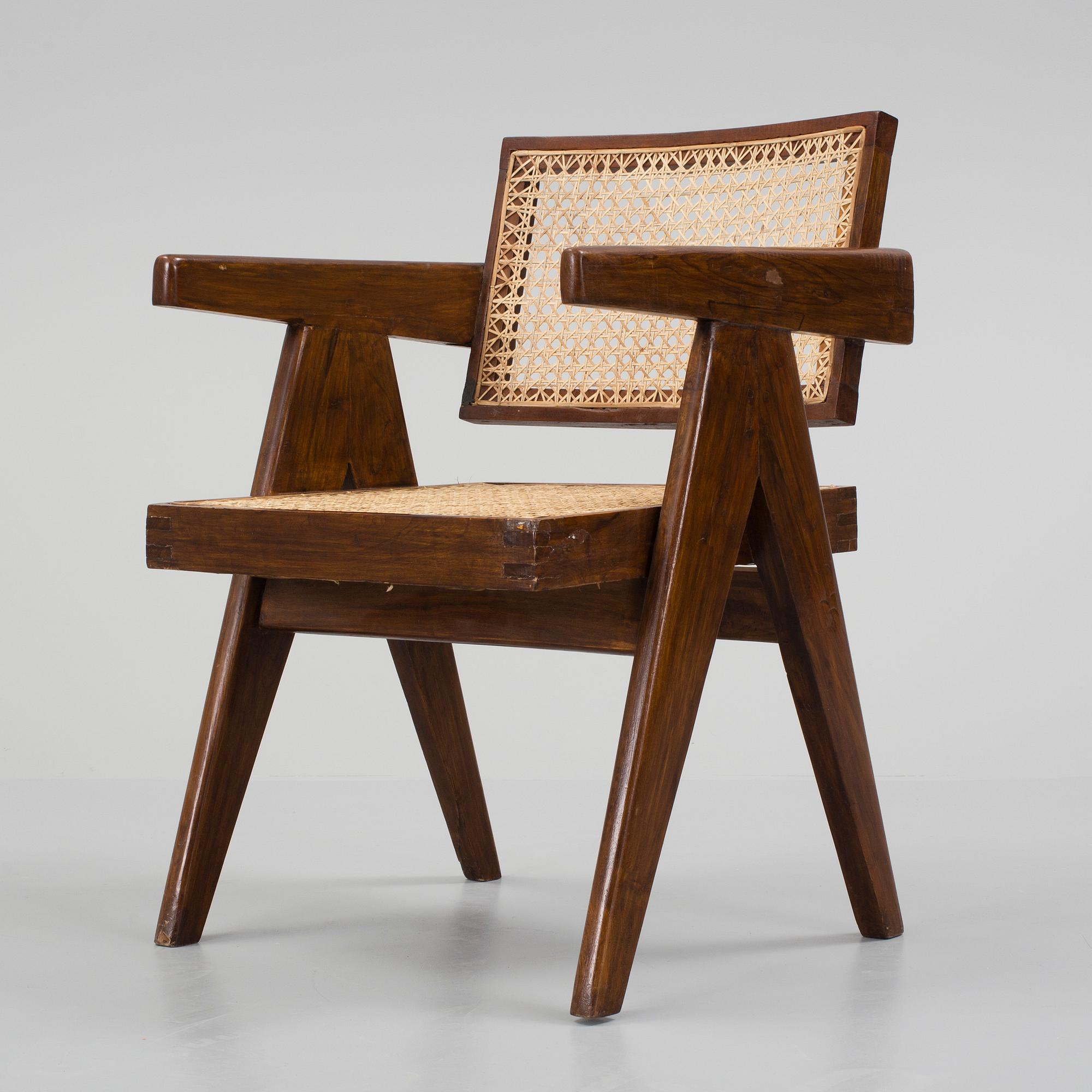 PIERRE JEANNERET, a desk chair for "pigeon hole desk", Chandigarh, India, 1950's.