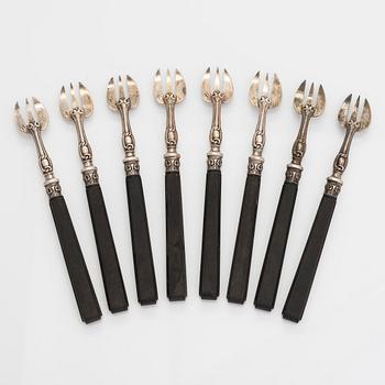 Ostrongafflar, 8 st, silver, Frankrike, 1800-talets slut.