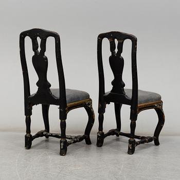 A pair of late baroque chairs, 18th century.