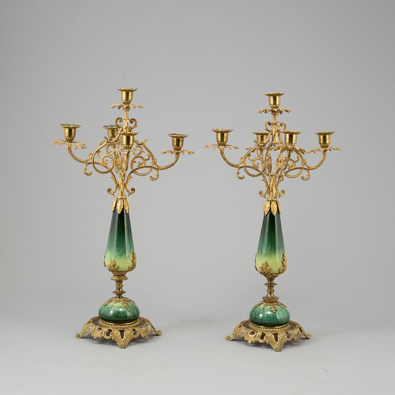 A pair of late 19th century candelabras.