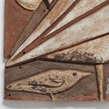 Tyra Lundgren, a glazed stoneware relief, Sweden, probably 1950's.