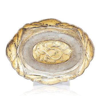 A parcel-gilt silver bowl, possibly Ottoman 16th/17th century.