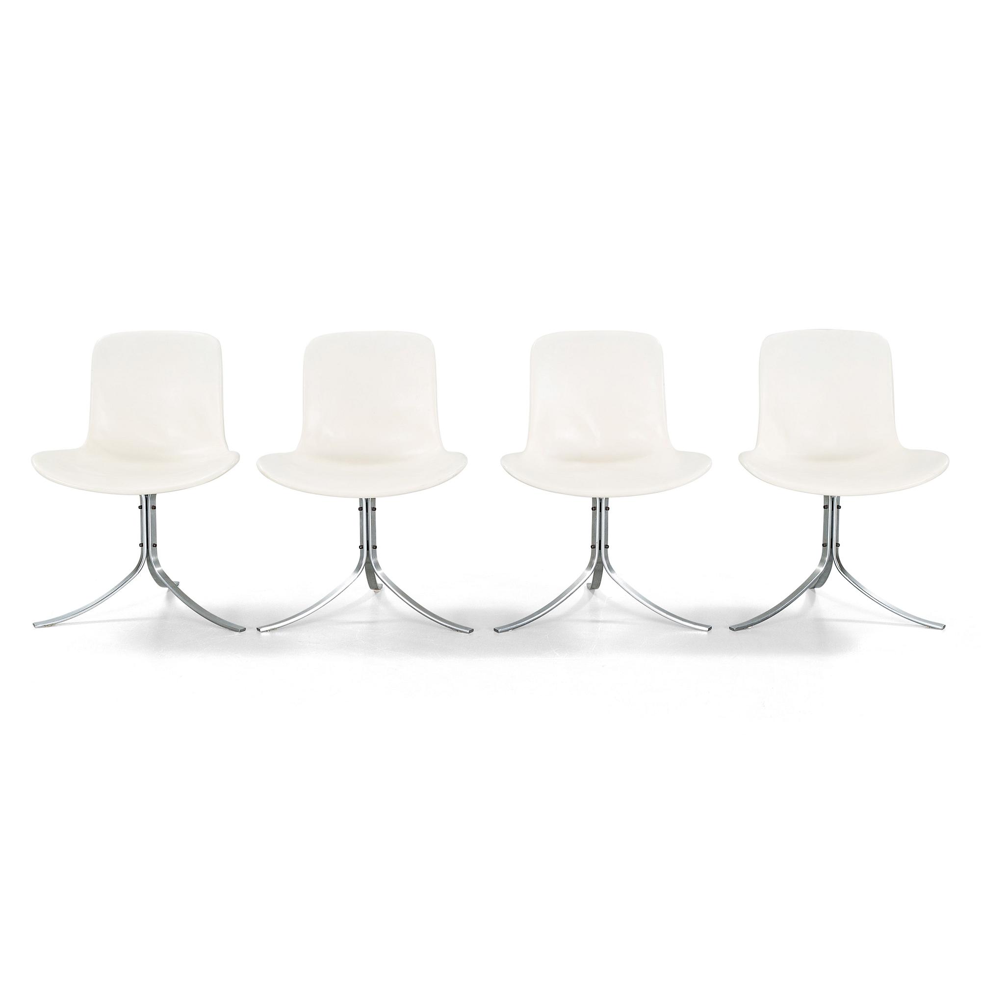 POUL KJAERHOLM, 4 stolar, "PK9",  Fritz Hansen, 1980-tal.