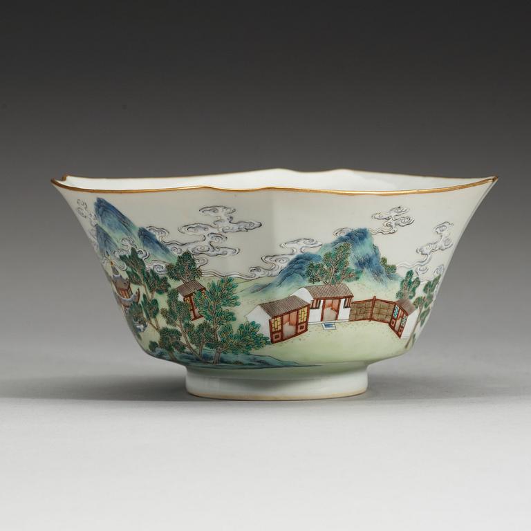 A famille rose bowl, Qing dynasty with Daoguang seal mark.