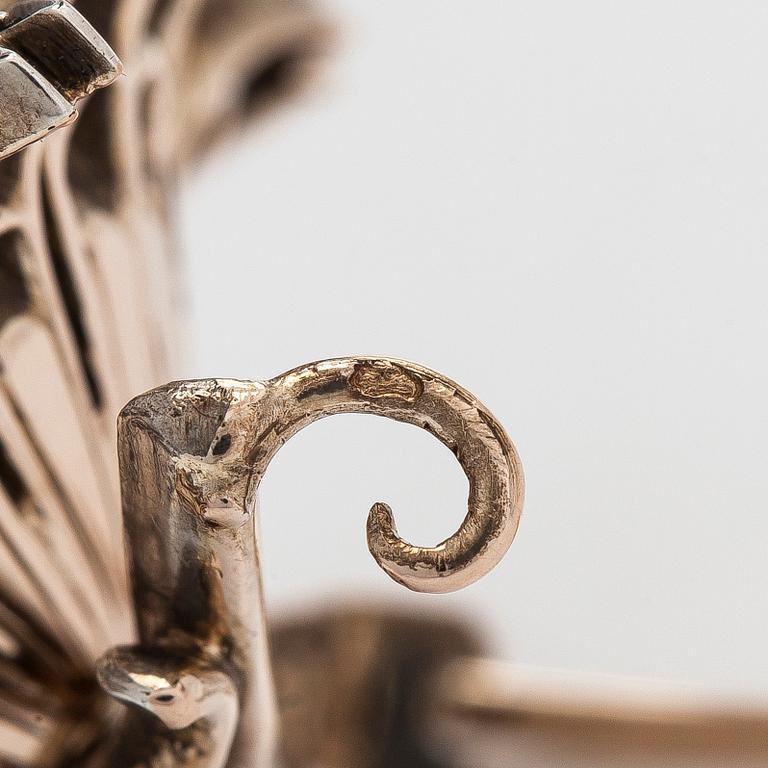 Brosch/hårsmycke/hänge, 18K guld/silver och gammalslipade diamanter, Franska stämplar, 1900-talets början.