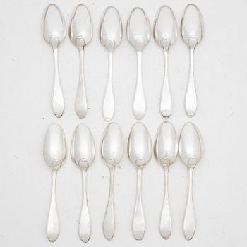 Jacob Blomsterwall, twelve silver spoons, Gothenburg 1796.