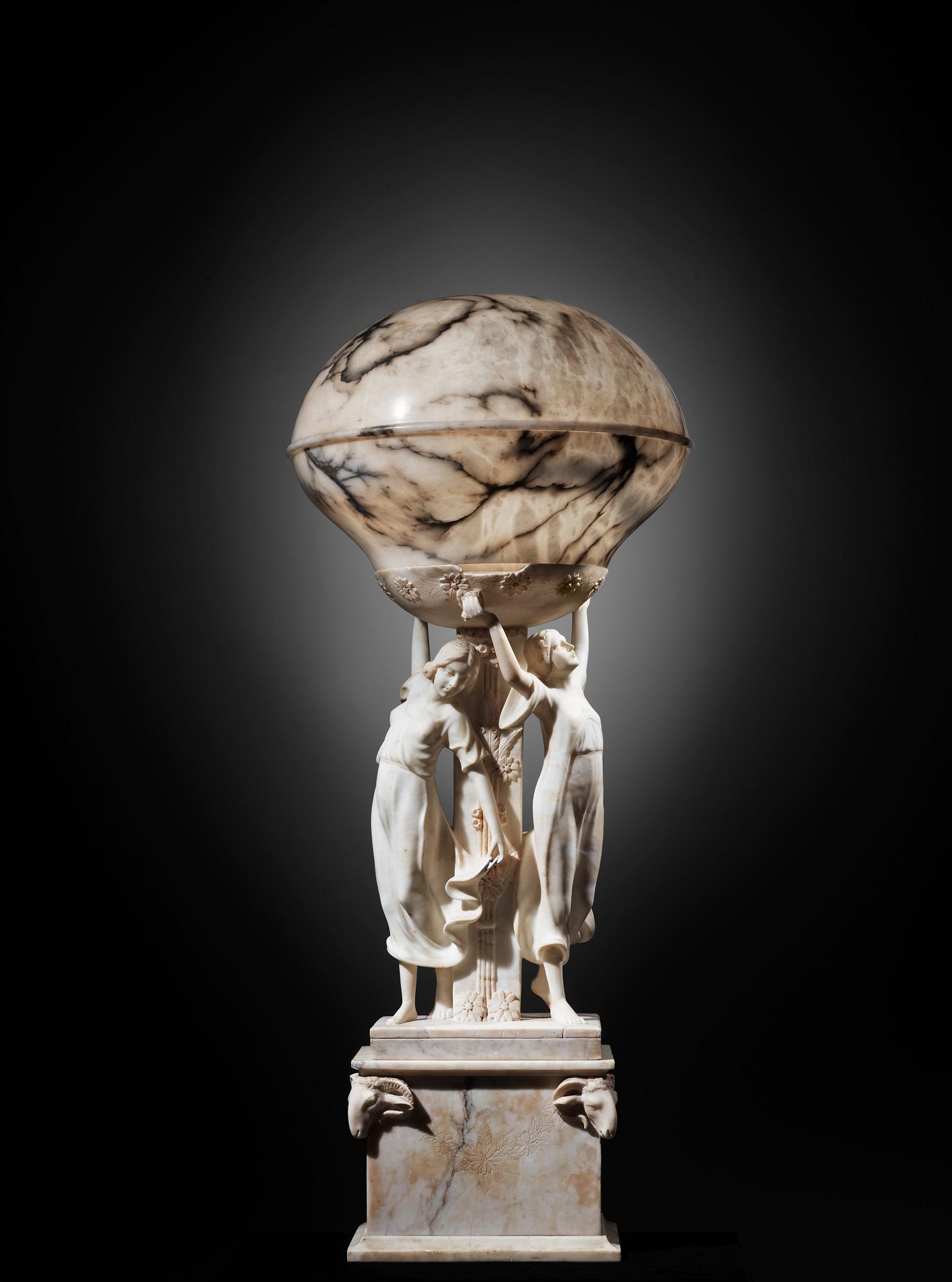 A R. Gremigni alabaster floor lamp, Italy, probably 1910-20's.