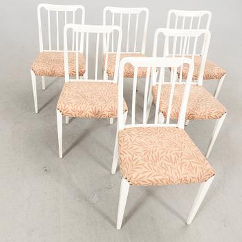 A set of six painted mid 1900s Bodafors chairs.