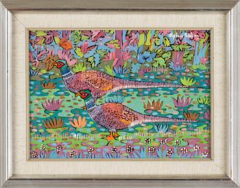 ALY BEN SALEM, gouache på glas. Sign.